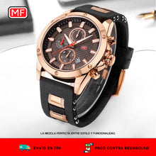 Cargar imagen en el visor de la galería, Reloj quartz impermeable Negro & Oro