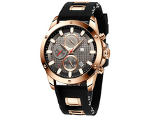 Cargar imagen en el visor de la galería, Reloj quartz impermeable Negro & Oro