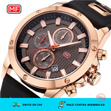 Cargar imagen en el visor de la galería, Reloj quartz impermeable Negro & Oro