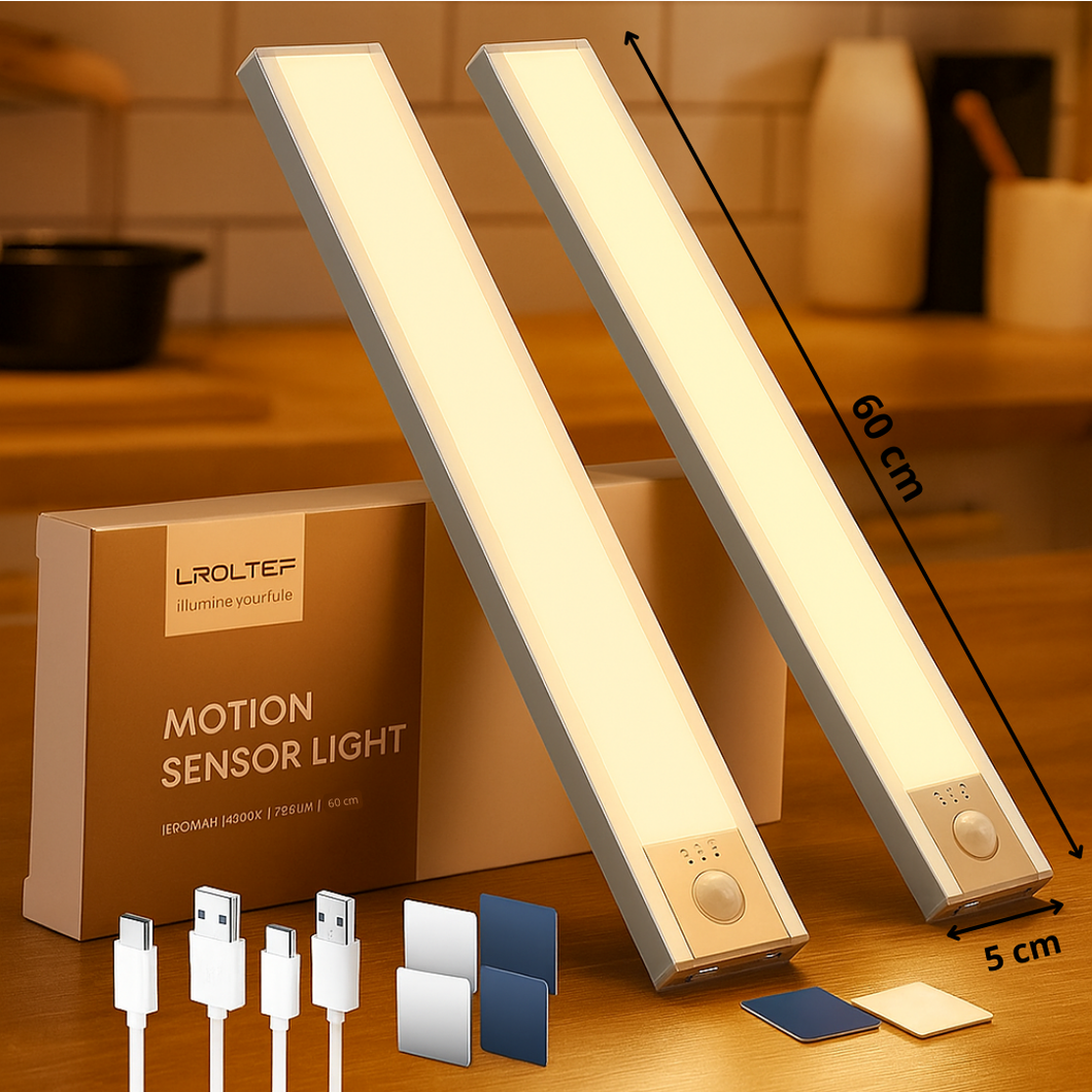 Pack de 2 Luces LED recargables con sensor de movimiento grandes (60cm) - Dekory