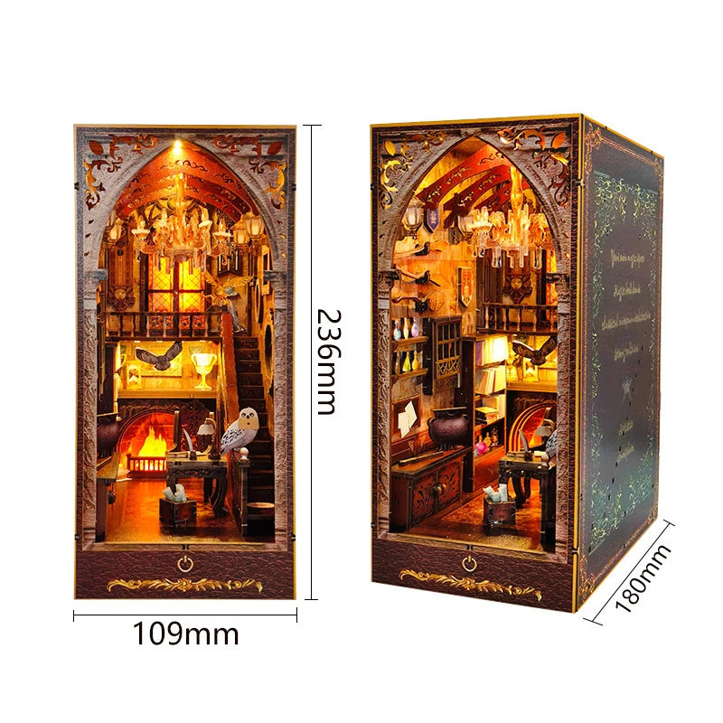 DIY libro de madera Nook Magic Academy casas de muñecas en miniatura con Kit de muebles modelo de juguete de ensamblaje 3D para niños regalo para adultos Casa