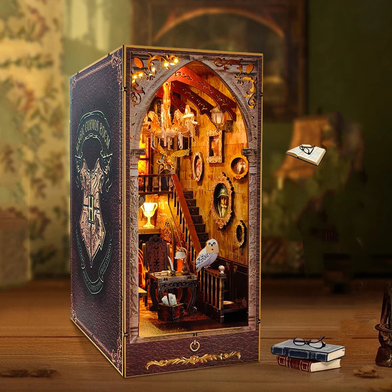 DIY libro de madera Nook Magic Academy casas de muñecas en miniatura con Kit de muebles modelo de juguete de ensamblaje 3D para niños regalo para adultos Casa