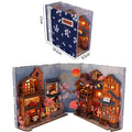 Zuuton Kit de Librero Diorama calle Japonesa con Luz LED Rompecabezas de Madura 3D Casa Muñecas Miniatura Decoración Estantería Regalo Creativo para Amigos