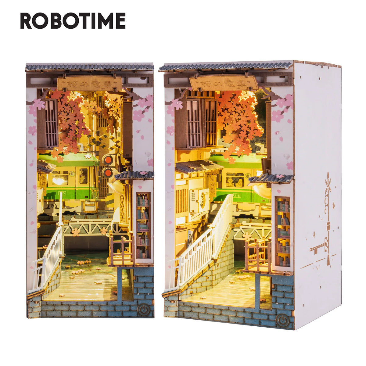 Robotime Rolife-Nooks de libros, serie de historias en libros, 4 tipos, muebles de casa en miniatura de madera DIY, Sakura Densya TGB01, envío directo