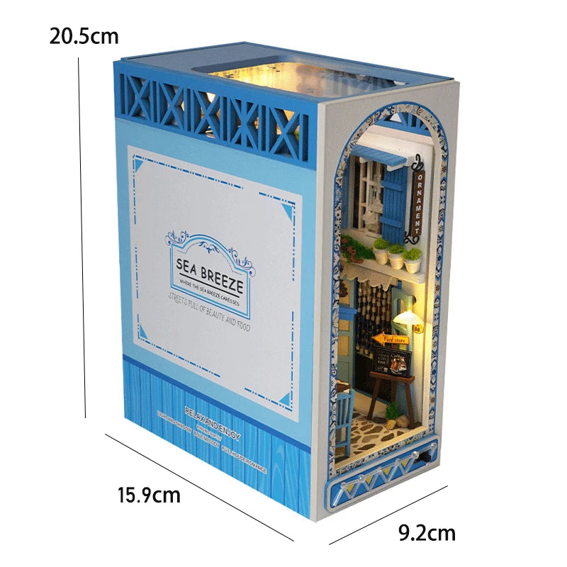 Kit de rincón de libros DIY, estante Inser, modelo de casa de muñecas, Kit de construcción, estantería de madera, habitación, casa de muñecas, sujetalibros, juguete para adultos, regalos de cumpleaños