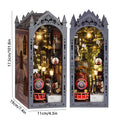 Kit de inserción de estante de rincón de libros para casas de muñecas de madera, Kits de modelos en miniatura, estantería de rompecabezas 3D con luces LED para regalos de navidad