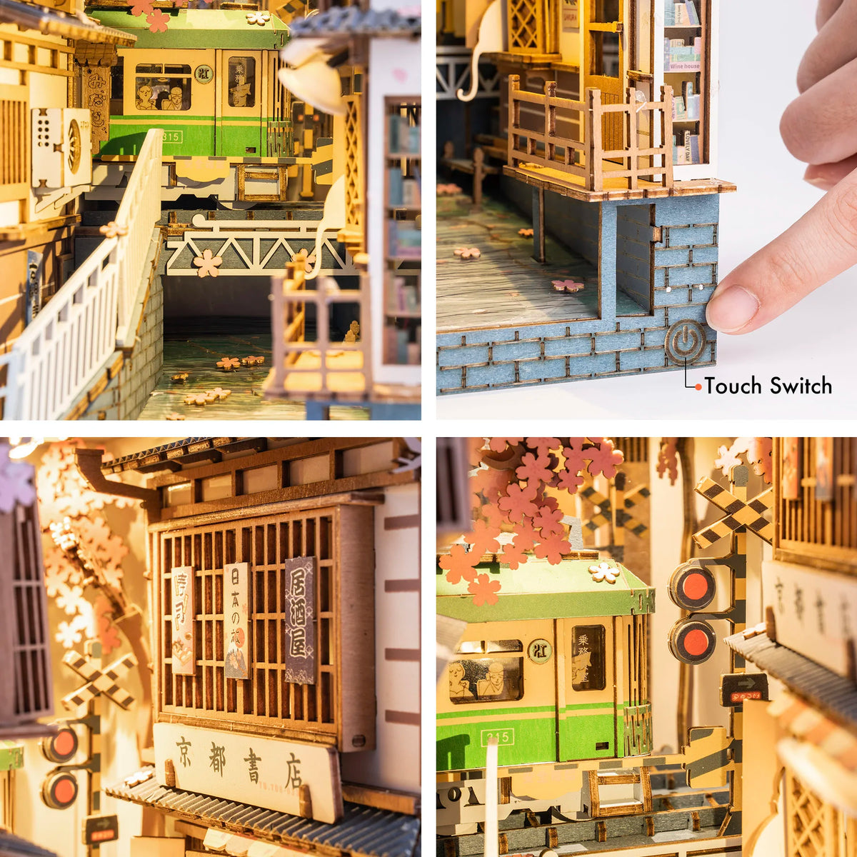 Robotime Rolife-Nooks de libros, serie de historias en libros, 4 tipos, muebles de casa en miniatura de madera DIY, Sakura Densya TGB01, envío directo