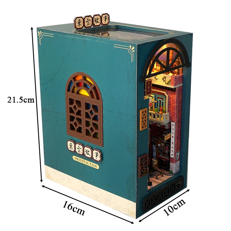 Kits de estante de inserción de libros DIY, Kit de modelo en miniatura de madera, cuentos orientales chinos, estantería ensamblada, decoración del hogar, regalos